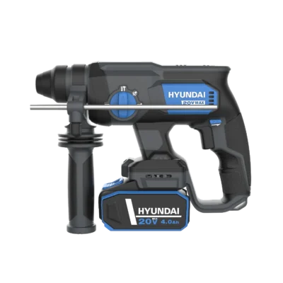 Страничен изглед на акумулаторен перфоратор Hyundai RH20X-20-4A1 с 4.0 Ah батерия