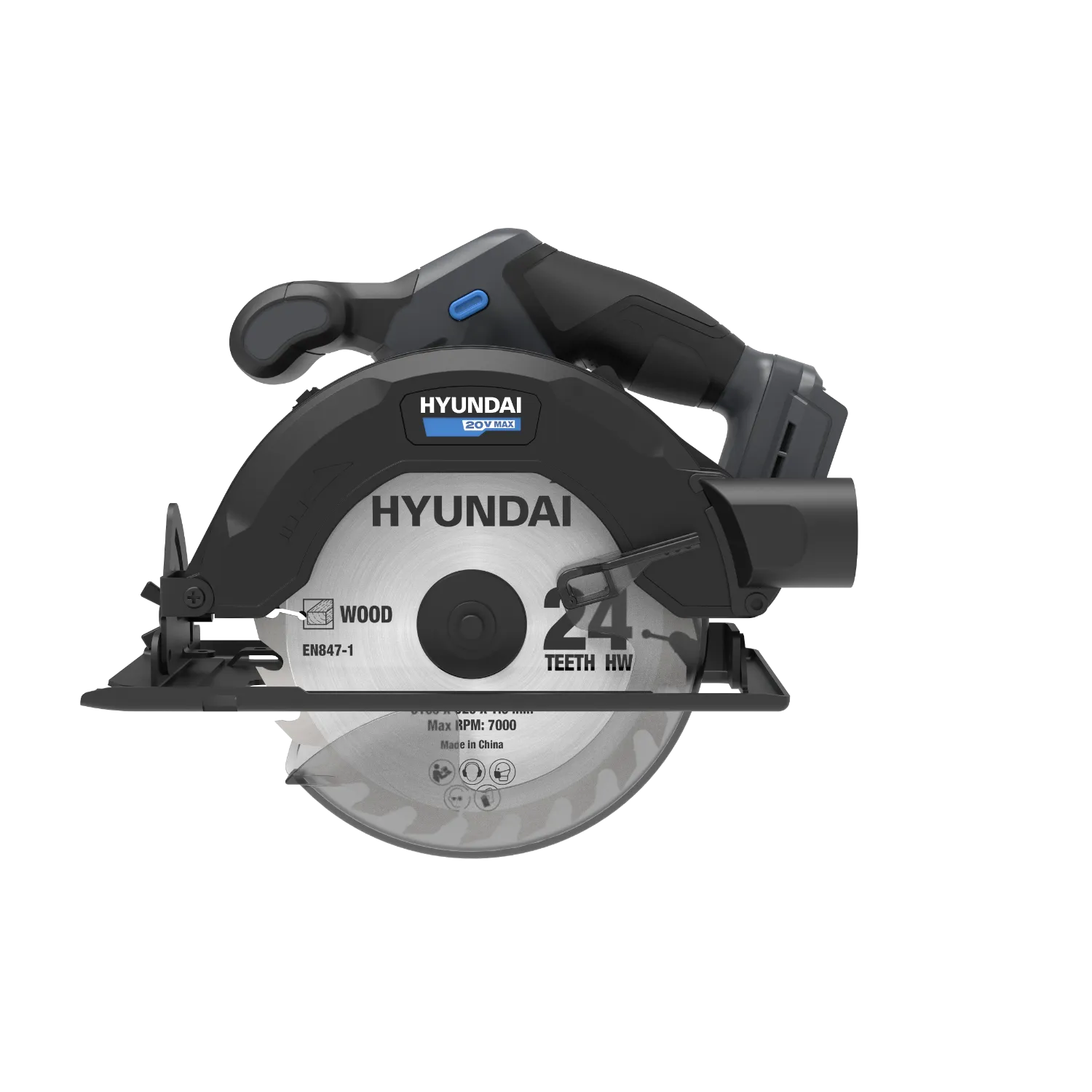 Акумулаторен ръчен циркуляр Hyundai CS20S-165 SOLO 20V MAX с диск Ø165 mm